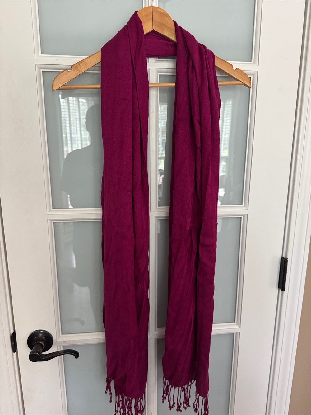 Women's Magenta Fringe Scarf - Classic Lightweight Wrap